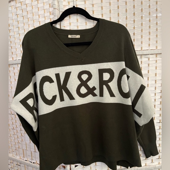 Rock & Roll Oversized Olive Green Sweater - Picture 2 of 6
